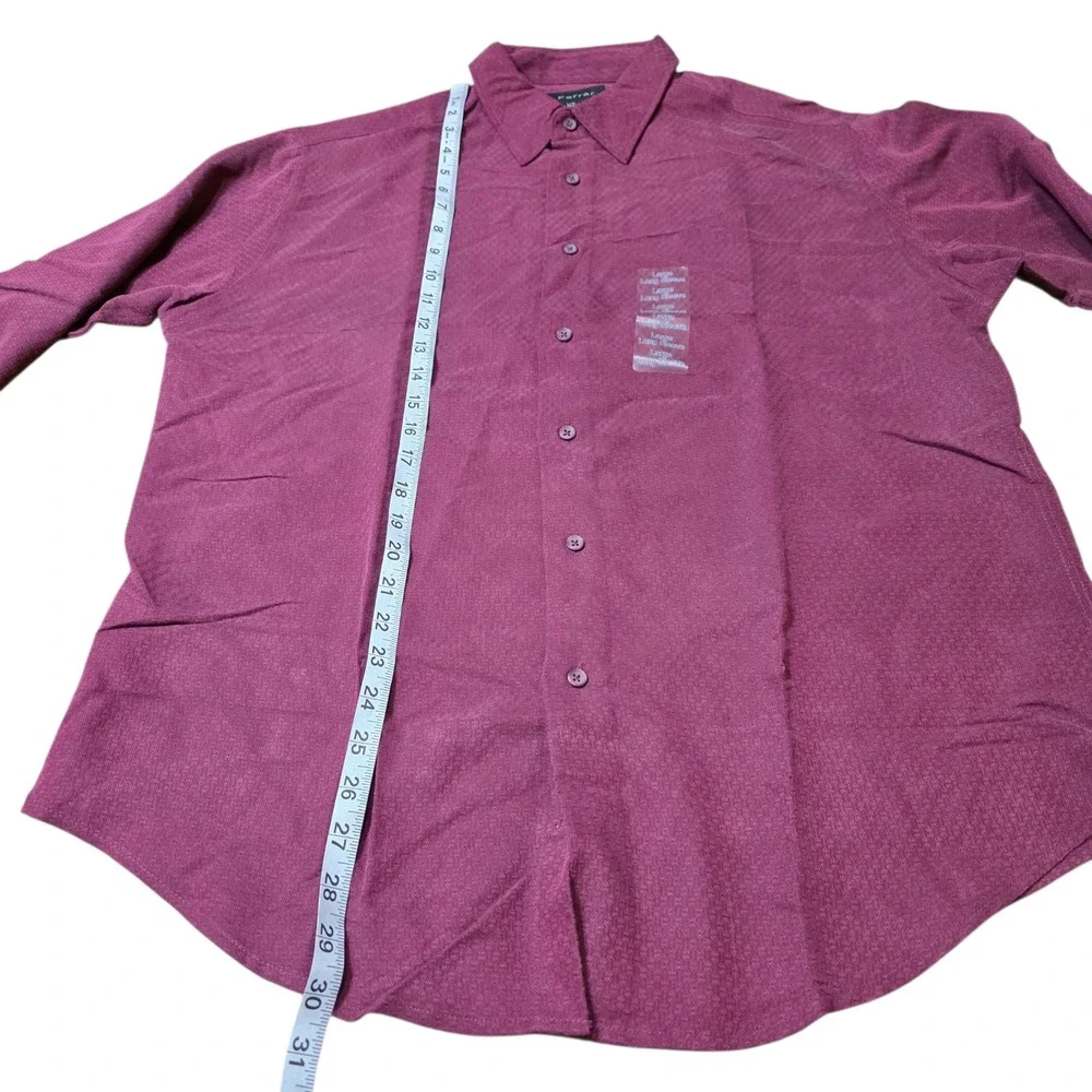 J Ferrar Men's Burgundy Mini Diamond Pattern Long‎ Sleeve Button Down Shirt L/G